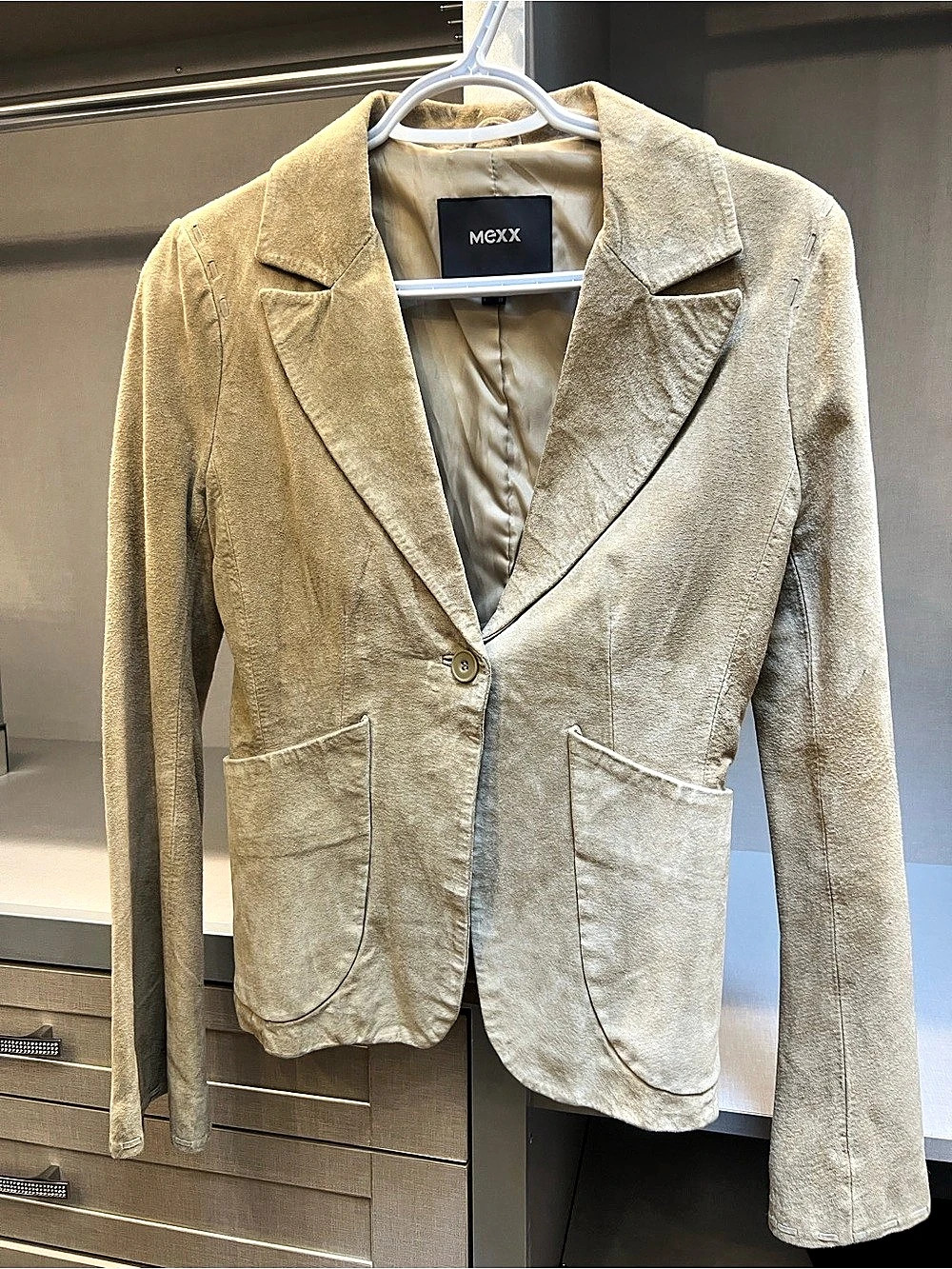Mexx Textured Blazer Size 4 (Medium) Beige